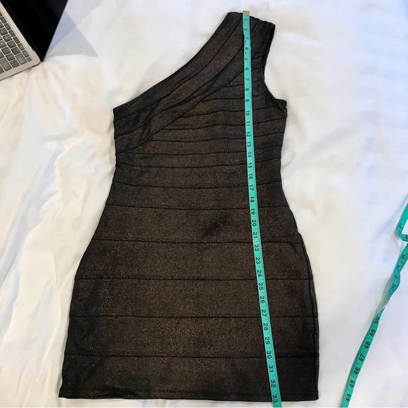 One shoulder Dress Express Small Metallic Bronze - Picture 9 of 10